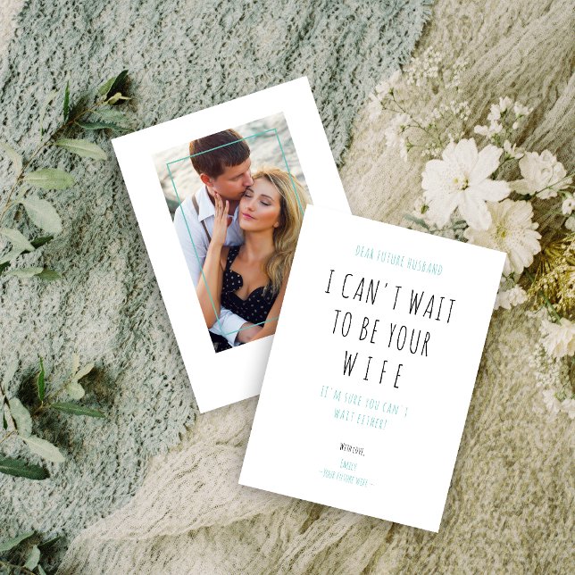 Carte Tarjeta (Minimalist Funny Handwriting Future Husband Wife Card.)