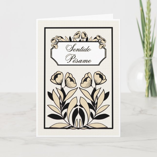 Carte Tarjeta de Condolencias – Elegante Flor Beige (Devant)