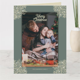 Carte Tarjeta de Navidad ilustración hojas abeto verde