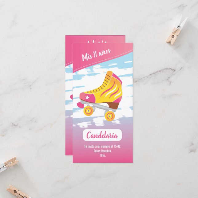 Carte Tarjeta plana, temática patinaje (Devant/Arrière en situation)