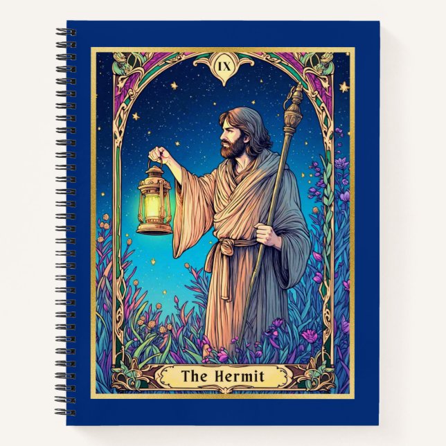 Carte Tarot Art Nouveau, Journal Hermit (Devant)