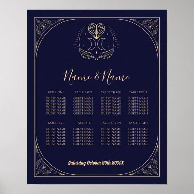 Carte Tarot Tableau 8 Mariage assis Crystals Lune (Devant)