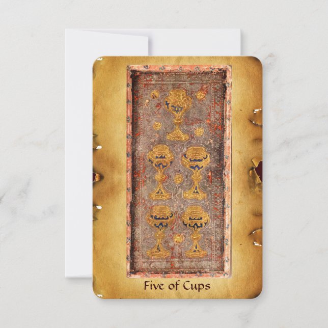 CARTE TAROTS DE RENAISSANCE ANTIQUE / CINQ COUPES (Devant)