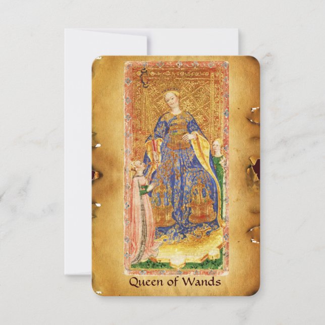 CARTE TAROTS DE RENAISSANCE ANTIQUE / REINE DE WANDS (Devant)