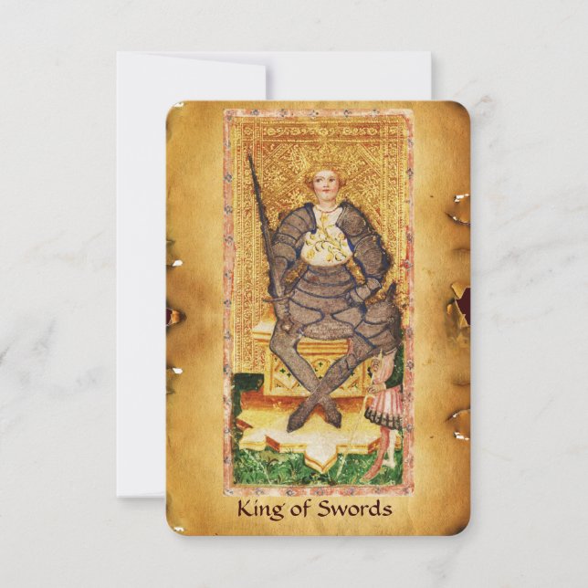 CARTE TAROTS DE RENAISSANCE ANTIQUE / ROI DES ÉPÈRES (Devant)
