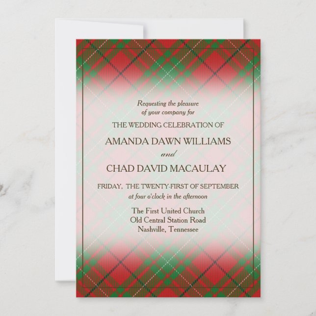 Carte Tartan Beauty Clan MacAulay Scottish Plaid (Devant)