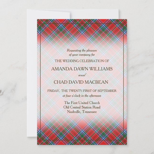 Carte Tartan Beauty Clan MacBean MacBain Scottish Plaid (Devant)