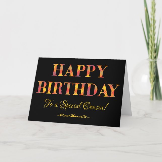 Carte Tartan jaune sur l'anniversaire noir pour le (Devant)
