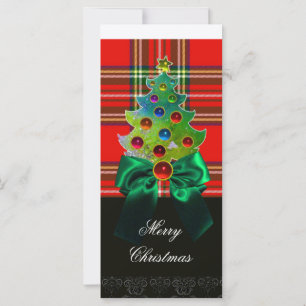 CARTE TARTAN VERT ROUGE ÉCOSSAIS, BOUCHES ET ARBRE DE NO