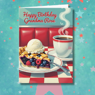 Carte Tarte rétro et café   Anniversaire de grand-mère