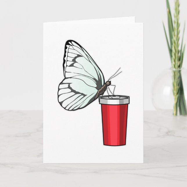 Carte Tasse Papillon qui boit (Devant)