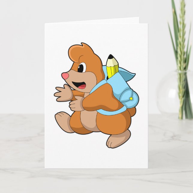 Carte Taupe élève avec cartable (Devant)