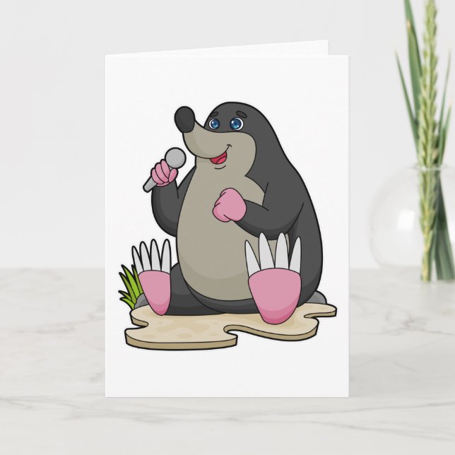 Carte Taupe en chanteuse avec microphone (Devant)
