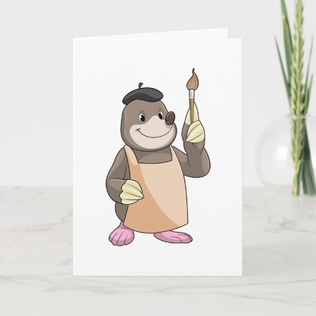 Carte Taupe en tant que peintre avec pinceau (Devant)