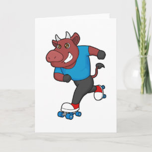 Carte Taureau à Patinage en ligne avec Patins à rouleaux