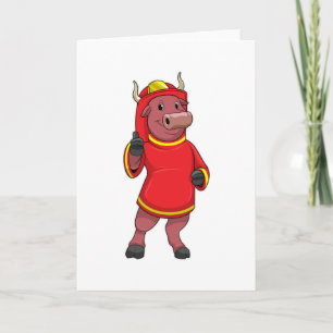 Carte Taureau comme pompier avec casque