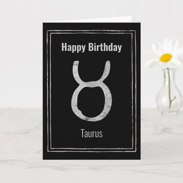 Carte Taurus le taureau zodiaque argent Joyeux anniversa (Petite plante)