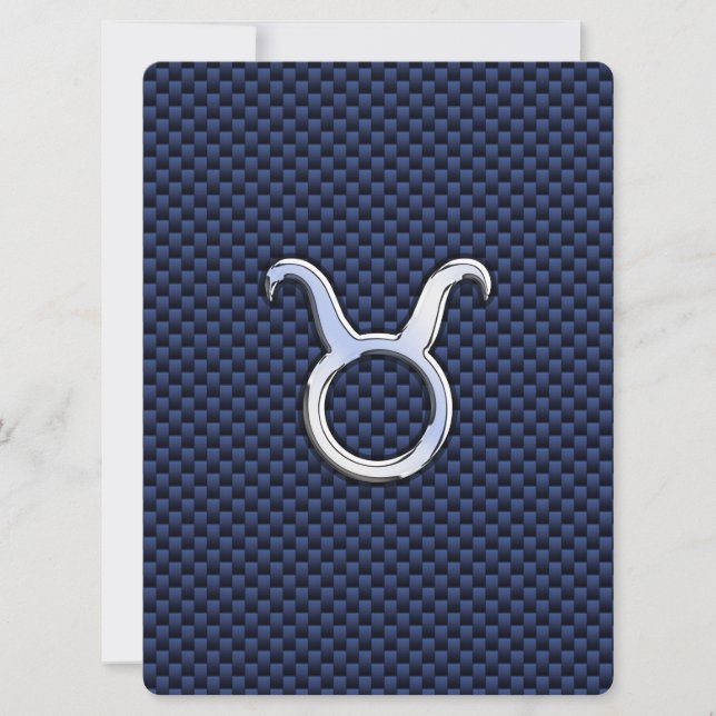 Carte Taurus Zodiac Décor Marine Blue Carbon Fiber Impre (Devant)