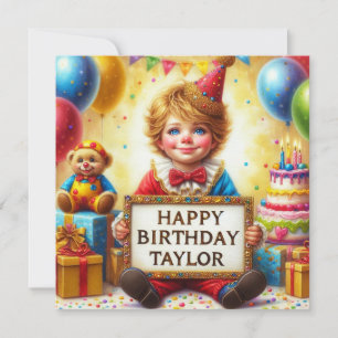 Carte ~ TAYLOR ~ Joyeux anniversaire ~ Costume de clown 