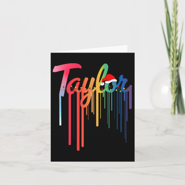 Carte Taylor prénom chapeau de Père Noël impression colo (Devant)