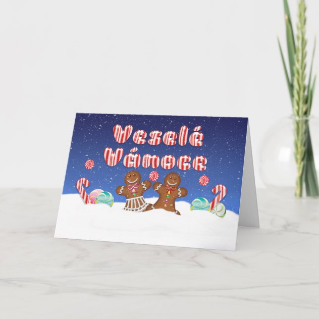 Carte Tchèque De Noël Amusante Avec Bonbons Et Gin (Devant)
