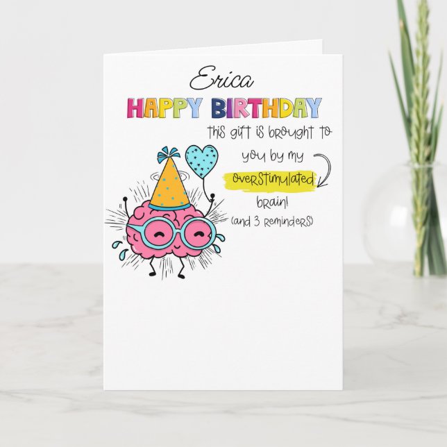 Carte TDAH Surstimulé Cerveau Anniversaire TSA (Devant)