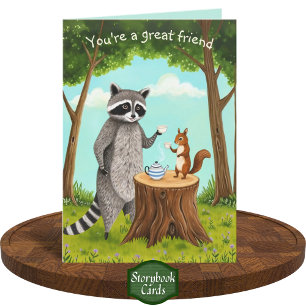 Carte Tea Time Raccoon et Squirrel Forest Friend