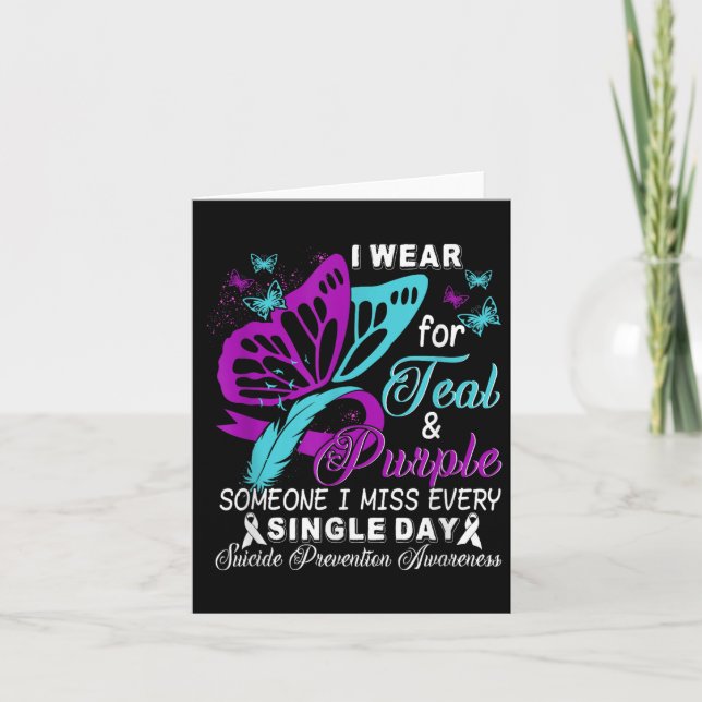 Carte Teal And Purple Ribbon Suicide Prevention Awarenes (Devant)