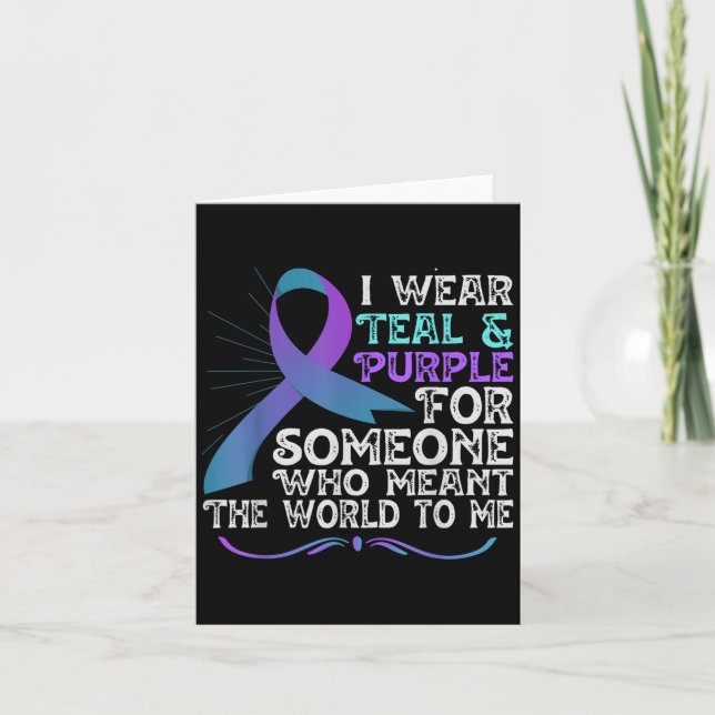 Carte Teal Purple Ribbon For Suicide Prevention Awarenes (Devant)