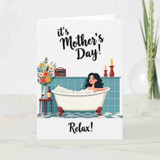 Carte Teal Tile Relaxing Bath Card (Devant)