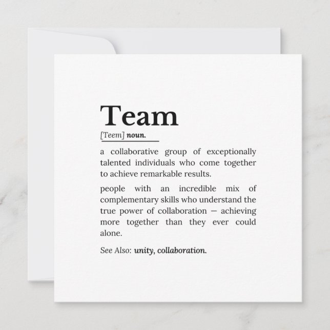 Carte Team Definition – The Power of Collaboration  (Devant)