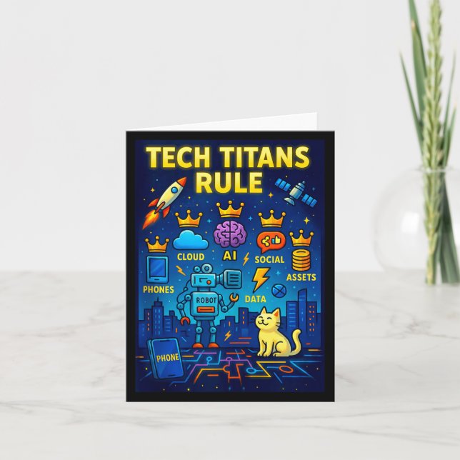 Carte Tech Titans Rule Funny Big Technology Satire Wer G (Devant)