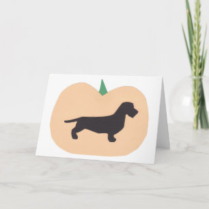 Carte Teckel heureux de cheveux de fil de citrouille de
