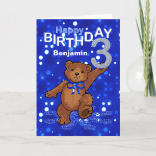 Carte Teddy Bear 3e anniversaire pour garçon