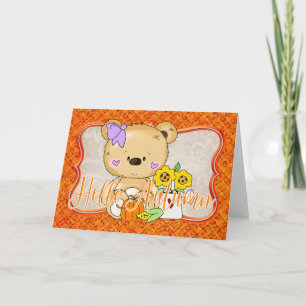 Carte Teddy Bear Bonjour automne