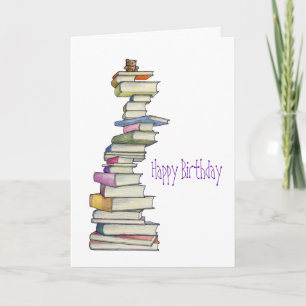 Carte Teddy Bear Books Birthday Card