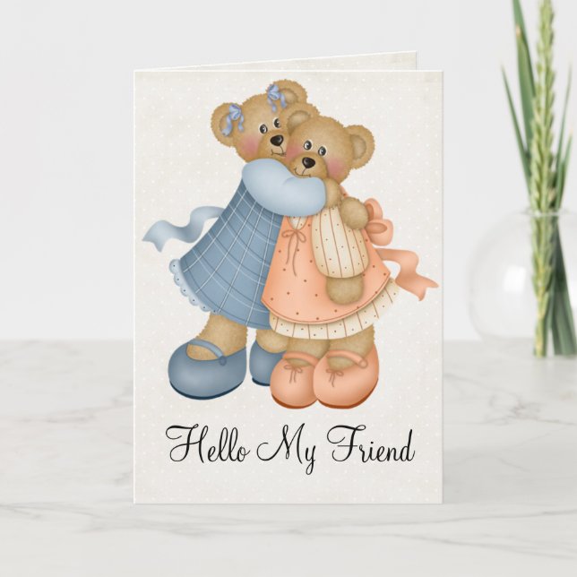 Carte Teddy Bear Girfriends Friendship Greendship Card (Devant)
