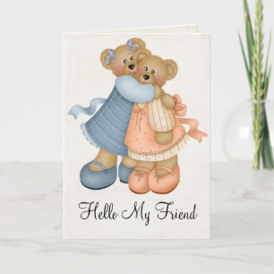 Carte Teddy Bear Girfriends Friendship Greendship Card