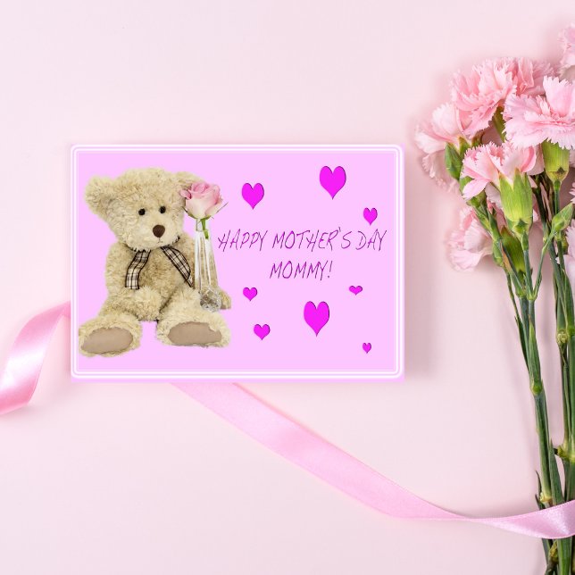 Carte Teddy Bear maman Happy Mother's Day Greeting Card (Créateur téléchargé)