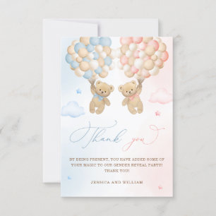 Carte Teddy Bear Merci de la révélation de genre