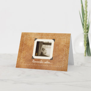 Carte Teddy Bear on Sill Nostalgale Photo Greeting Card