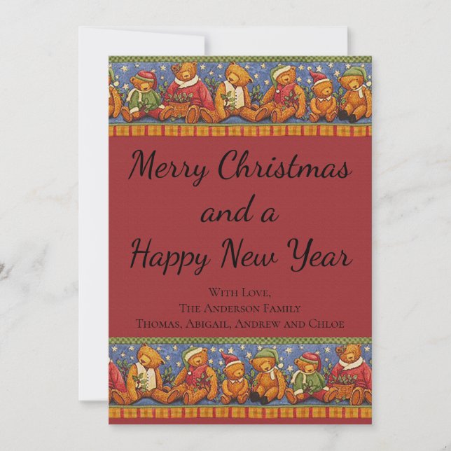 Carte Teddy Bear Rustic Country Christmas Card (Devant)