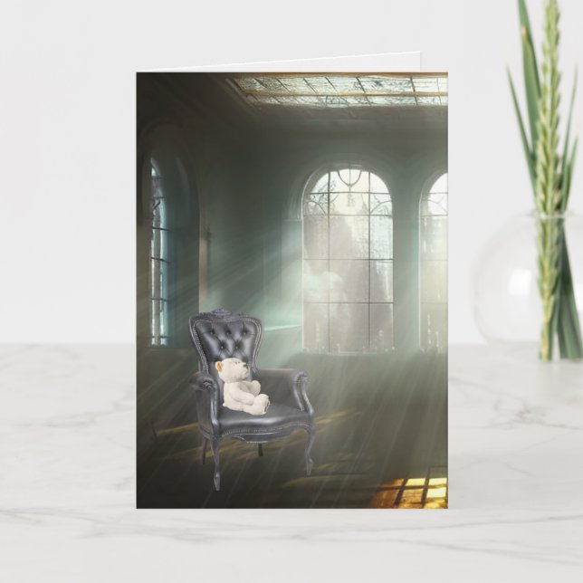 Carte Teddy Bear Sur Une Chaise (Devant)