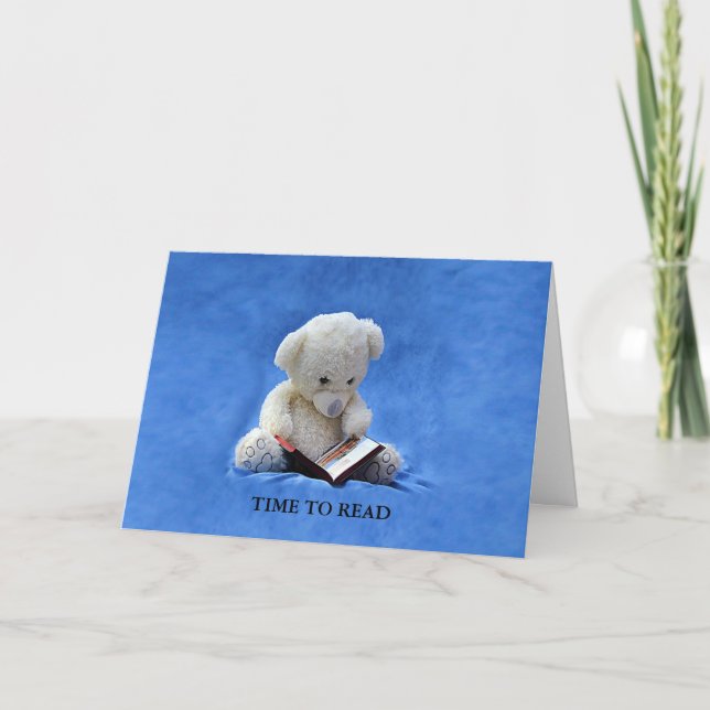 Carte Teddy Bear Time to Read Grey Card, ZKOA (Devant)