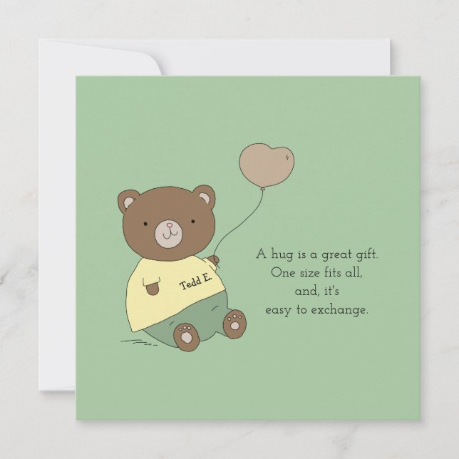 Carte Teded E. Bear Hugs Green Personnalisé (Devant)