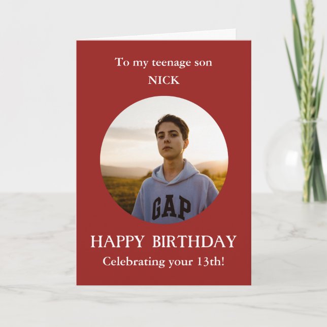 Carte Teenage Son Photo 13th Birthday Card (Devant)