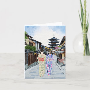 Carte Temple Hōkan-Ji Kyoto Japon Aquarelle