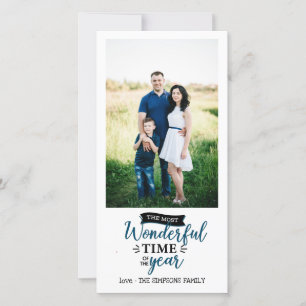 Carte Temps merveilleux Blue En vichy Holiday Photo