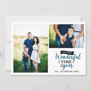 Carte Temps merveilleux Plaid bleu Holiday 2 photo colla