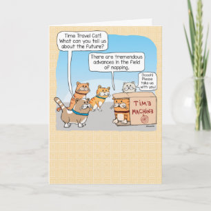Carte Temps mignon et amusant Voyager Chat en boîte Anni